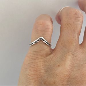💞TOP SELLER💞Sterling Silver V Shape Ring with Dots, Chevron Rings, Stackable